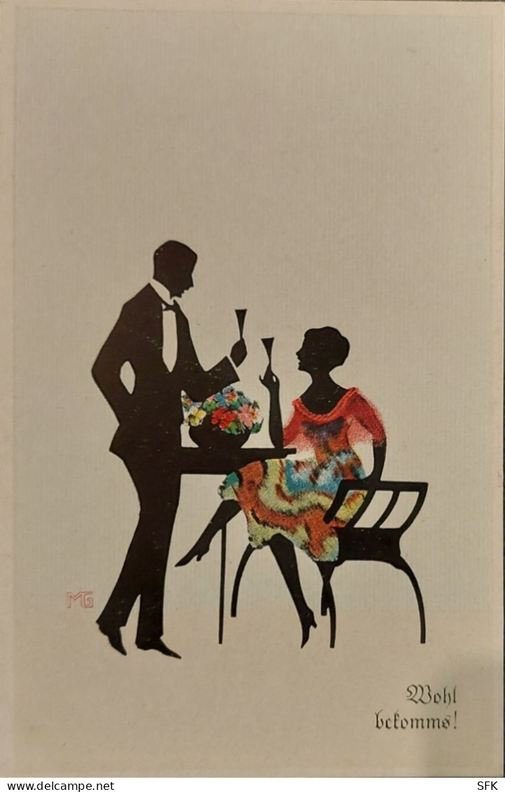 Silhouette Couple At The Table Vintage I- VF 540 - Silhouettes