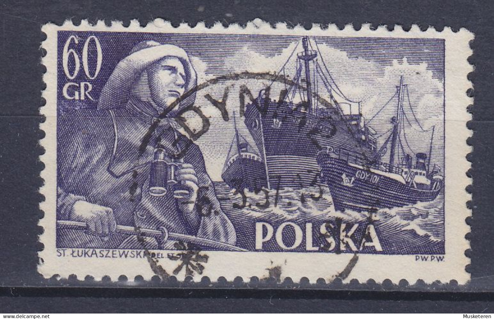 Poland 1956 Mi. 963 A, 60 Gr. Hochseefischer Perf. 12x12½ Deluxe GDYNIA 1957 Cancel !! - Oblitérés