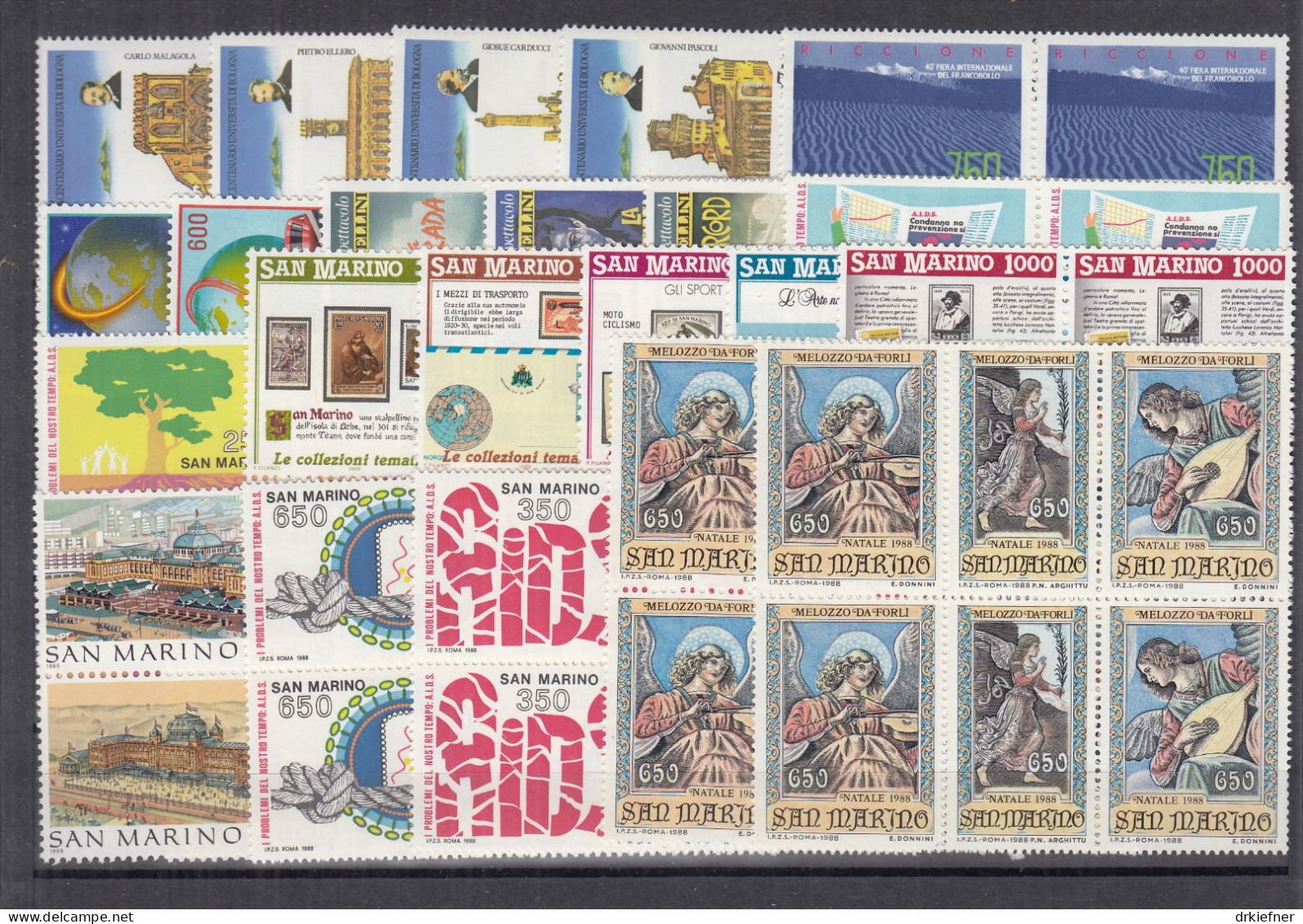 SAN MARINO  1380-1398, 1402-1406, 4erBlock Bzw. 4fach, Postfrisch **, Jahrgang 1988 Komplett - Ongebruikt