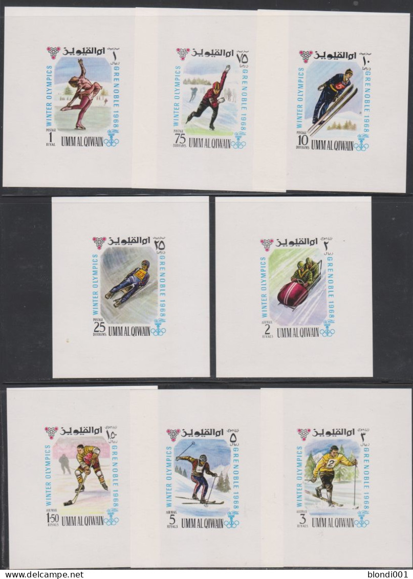 Olympics 1968 - Ice Hockey - UMM AL QIWAIN - Set Of 8 S/S Imp. MNH - Hiver 1968: Grenoble