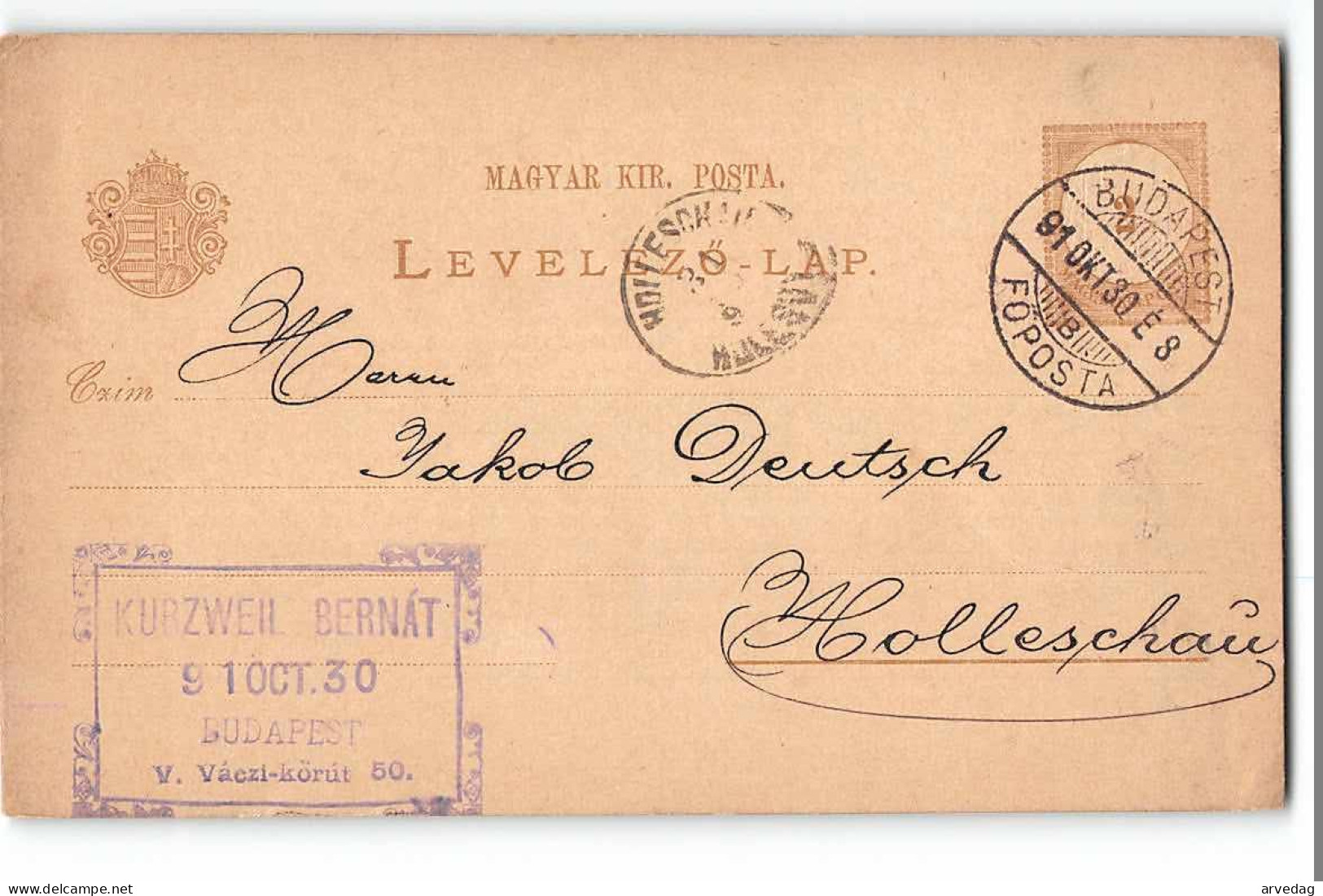 16349 KURZWEIL BERNAT BUDAPEST TO HOLLESCHAU - Interi Postali