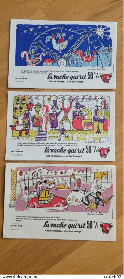 Lot Complet De 10 Buvards La Vache Qui Rit "les Forains" Avec Pochette D'origine Serie 9 - Levensmiddelen