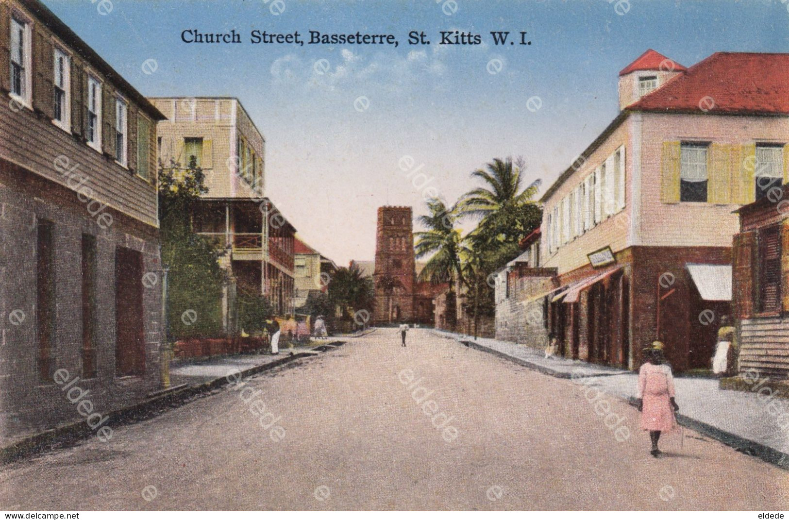 ST Kitts W.I. 3 Cards  Basseterre, Bridge Cayon ,  Church Street - San Cristóbal Y Nieves