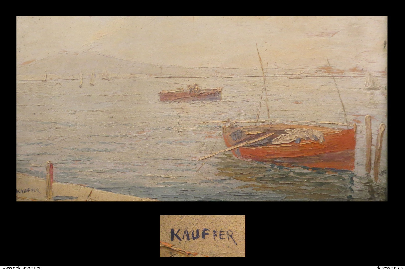 [ITALIA SICILIA NAPOLI SORRENTO SURRIENTO] KAUFFER (André) - Huile Sur Panneau ; Signée : ''Matin à Sorrente''. - Huiles