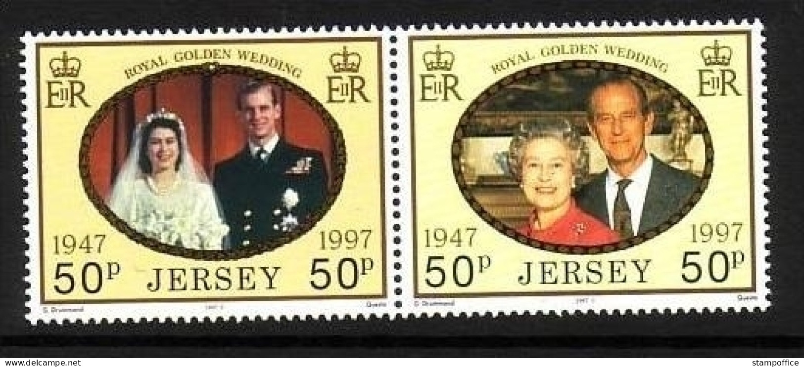 JERSEY MI-NR. 809-810 POSTFRISCH(MINT) GOLDENE HOCHZEIT Von KÖNIGIN ELIZABETH II. Und PRINZ PHILIP - Jersey