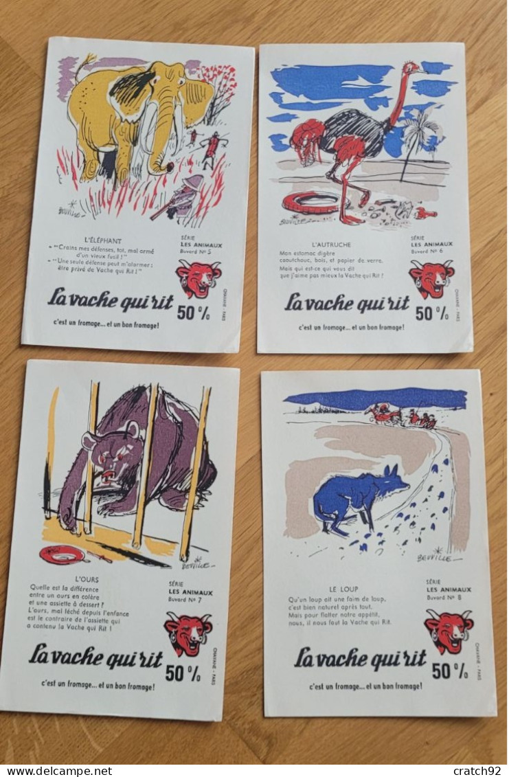 Lot Complet De 10 Buvards La Vache Qui Rit "les Animaux" Avec Pochette D'origine Serie 8 - Levensmiddelen