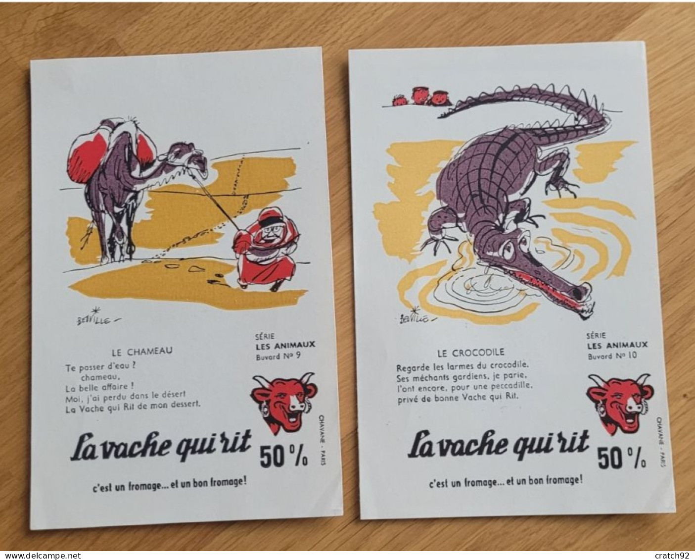 Lot Complet De 10 Buvards La Vache Qui Rit "les Animaux" Avec Pochette D'origine Serie 8 - Levensmiddelen