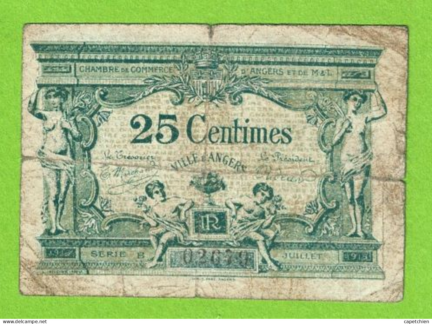 FRANCE / ANGERS / CHAMBRE DE COMMERCE / 25 CENT / NOVEMBRE 1917 - Chamber Of Commerce