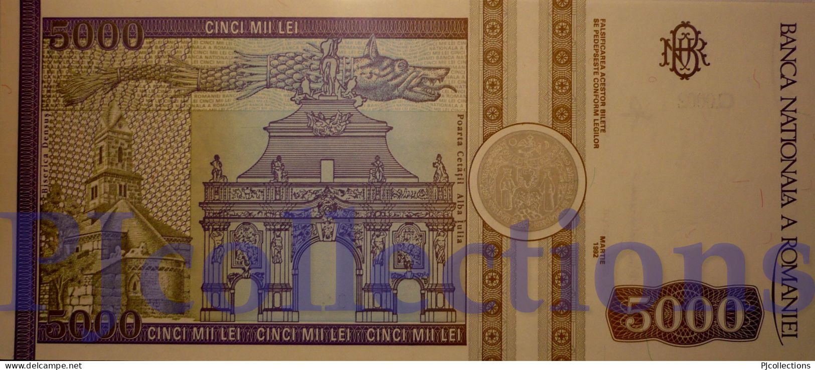 ROMANIA 5000 LEI 1992 PICK 103 UNC LOW & GOOD SERIAL NUMBER "000606" - Rumania