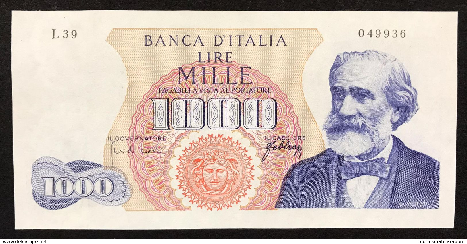 1000 LIRE Italia Verdi I° Tipo 20 05 1966 Bb/spl Pressato  LOTTO 432 - 1.000 Lire