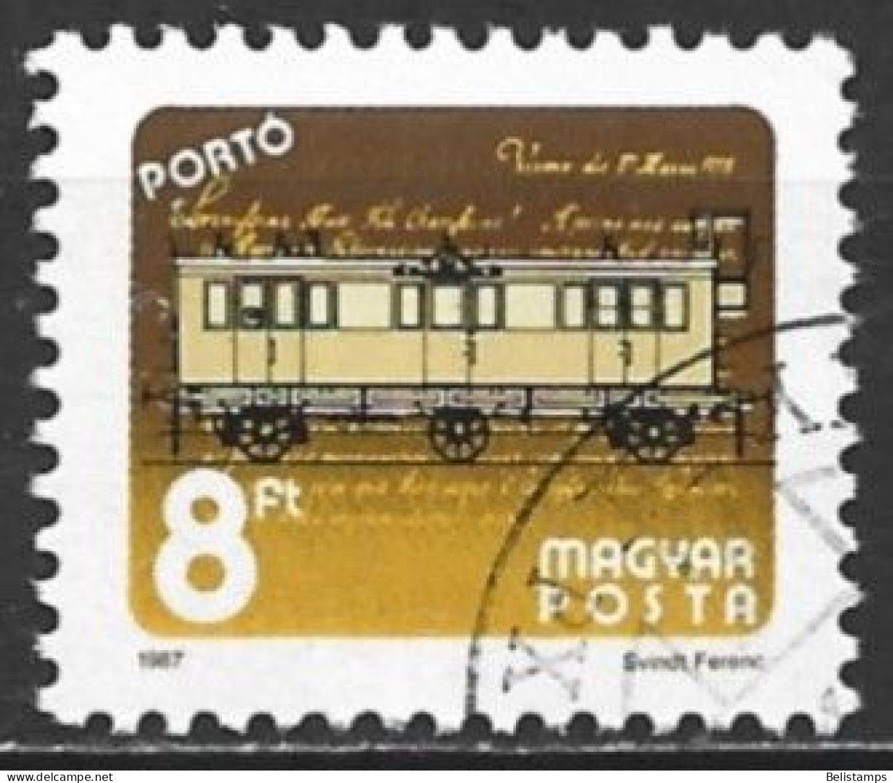 Hungary 1987. Scott #J279 (U) Railroad Mail Car - Portomarken