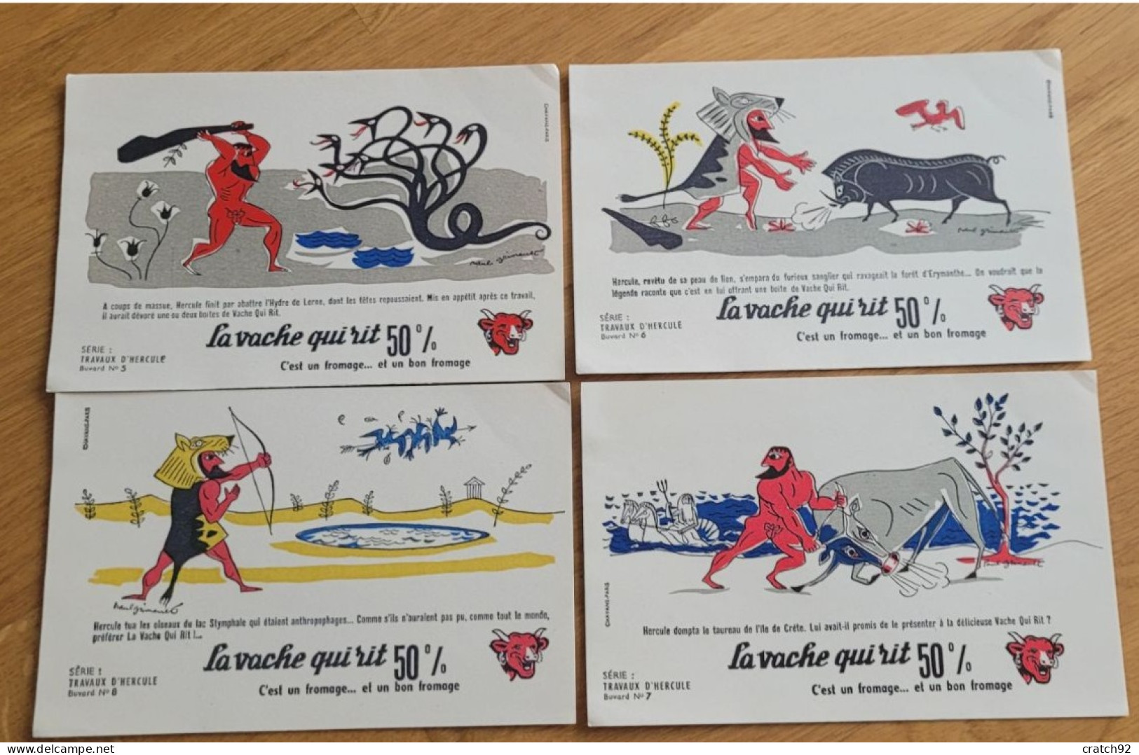 Lot Complet De 10 Buvards La Vache Qui Rit "les 12 Travaux D'Hercules" Avec Pochette D'origine Serie 6 - Alimentos