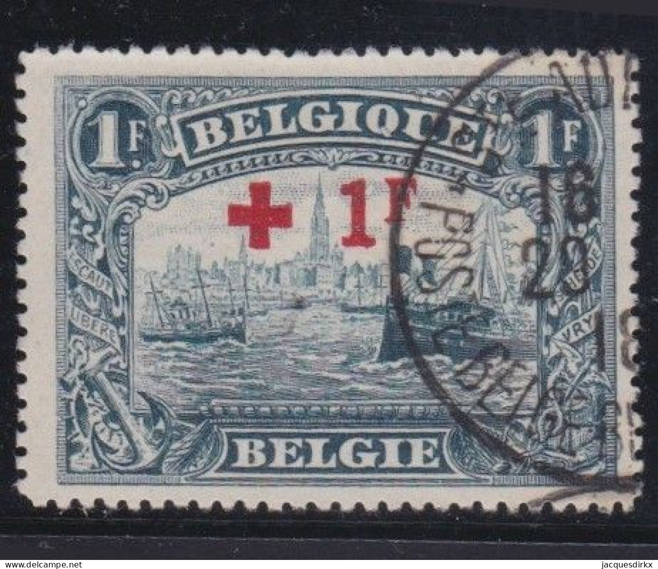 Belgie  .   OBP    .    160  (2 Scans)      .     O       .   Gestempeld     .   /   .   Oblitéré - 1918 Croix-Rouge