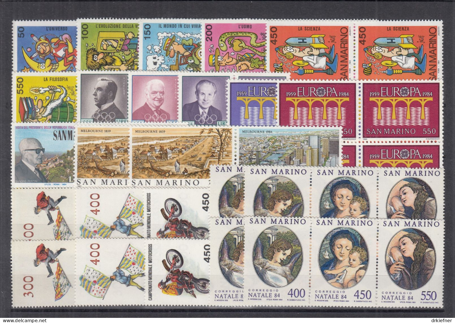 SAN MARINO  1291-1297, 1300-1312, 4erBlock Bzw. 4fach, Postfrisch **, Jahrgang 1984 Komplett - Nuevos