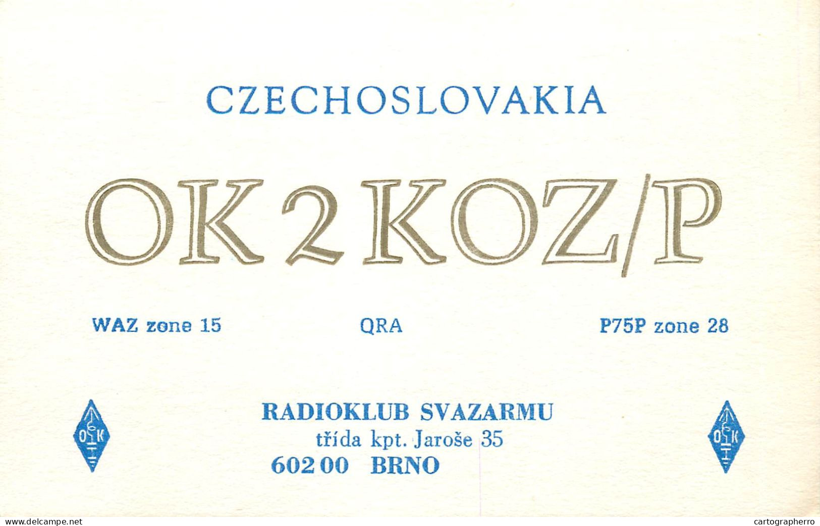 QSL Card Czechoslovakia Radio Amateur Station OK2KOZ Y03CD 1983 Libor - Amateurfunk