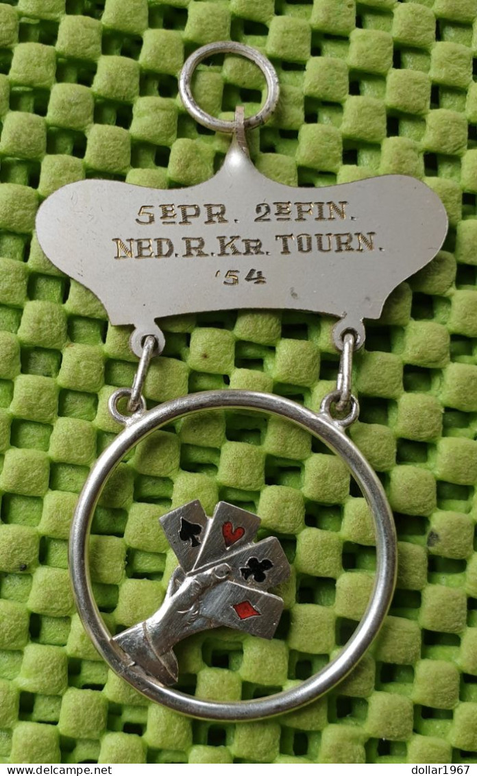 Medaille  :   Kaarten , Bricts - Ned.R.Kr. Tourn 1954 . -  Original Foto  !!  Medallion  Dutch - Kartenspiele (traditionell)