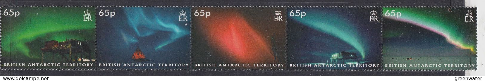 British Antarctic Territory (BAT) 2008 Aurora Australis Strip Of 5v ** Mnh (ZO205) - Ungebraucht