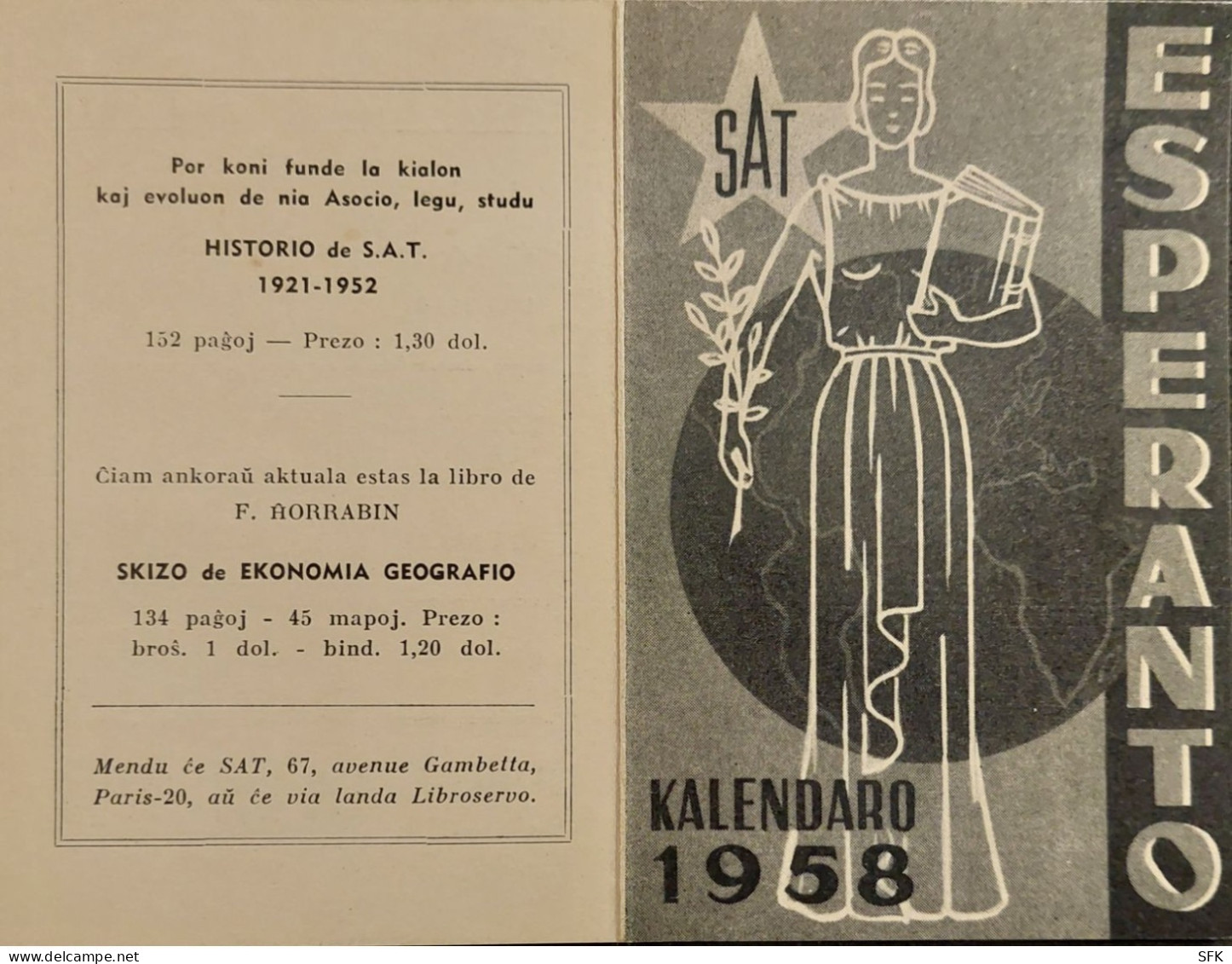 1958 Esperanto Calendar Drawing, Ppc  I- VF 555 - Esperanto