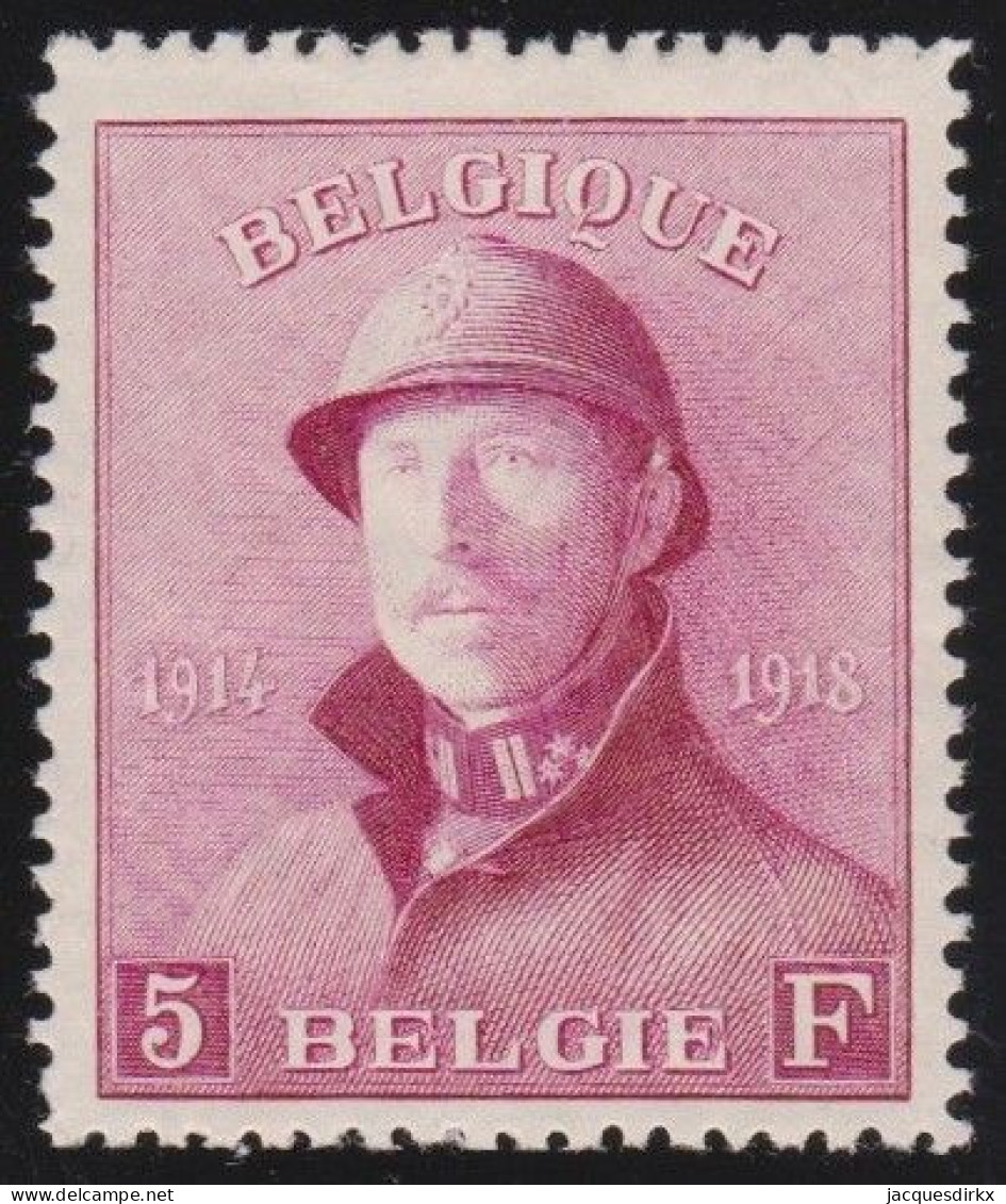 Belgie  .   OBP    .    177 (2 Scans)     .     *       .  Ongebruikt Met Gom   .   /    .   Neuf Avec Gomme - 1919-1920 Roi Casqué