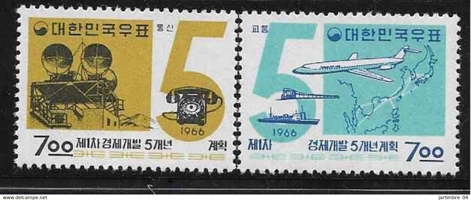 1966-69 COREE DU SUD 415-16**  Aviation, Marine, Téléphone - Corée Du Sud