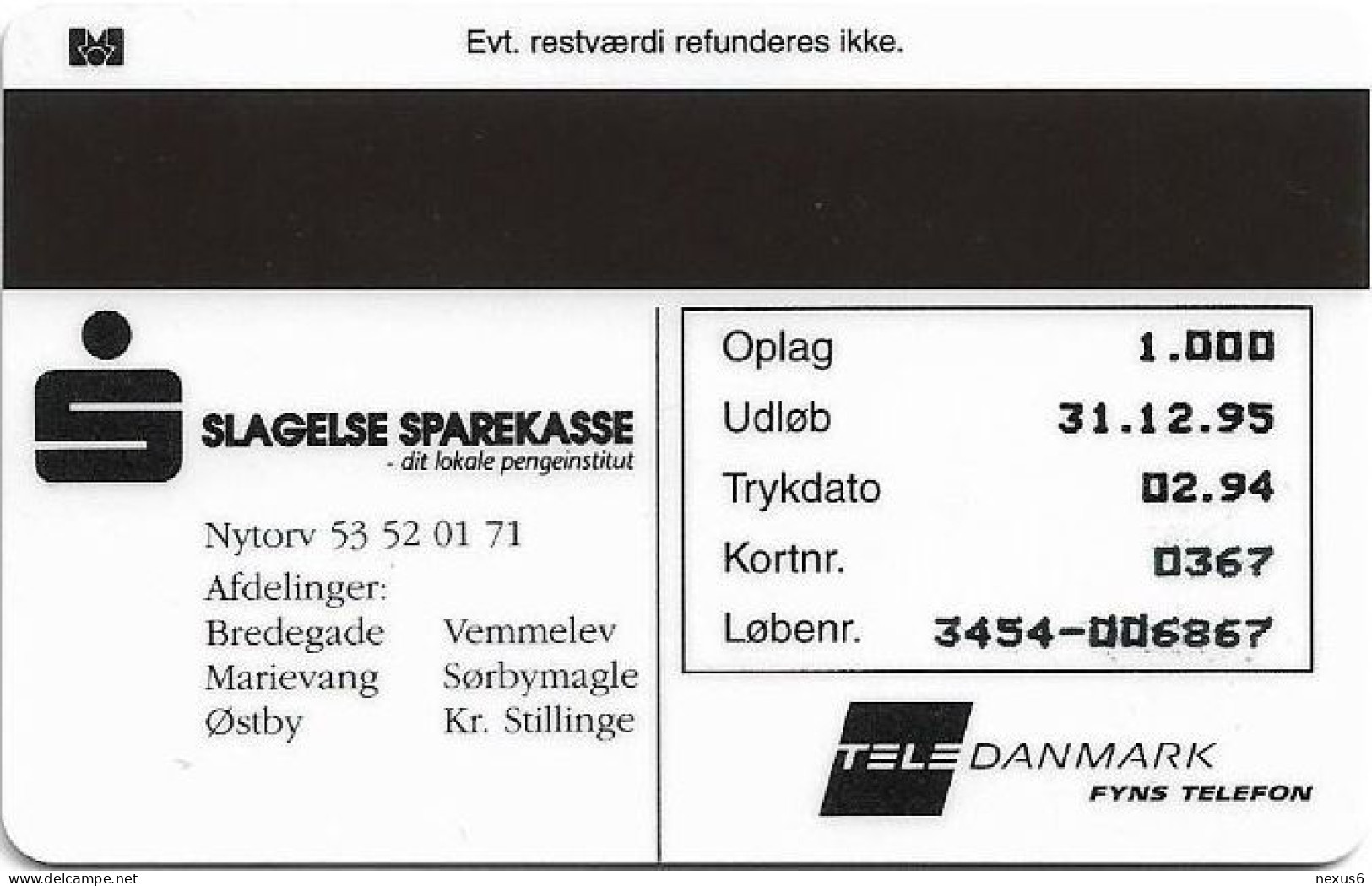 Denmark - Fyns - TDFP023E - Sparekasse - Slagelse Sparekasse - TDFP023E - 02.1994, 10kr, 1.000ex, Used - Danemark