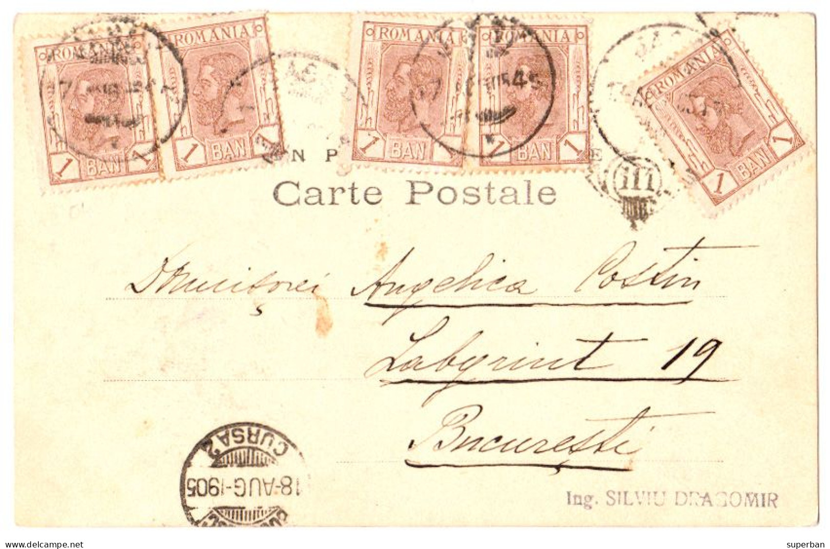 ROMANIA : IASI / JASSY - BEL AFFRANCHISSEMENT MUILTIPLE / NICE FRANKING POSTAGE : 5 TIMBRES / 5 STAMPS - 1905 (an336) - Cartas & Documentos