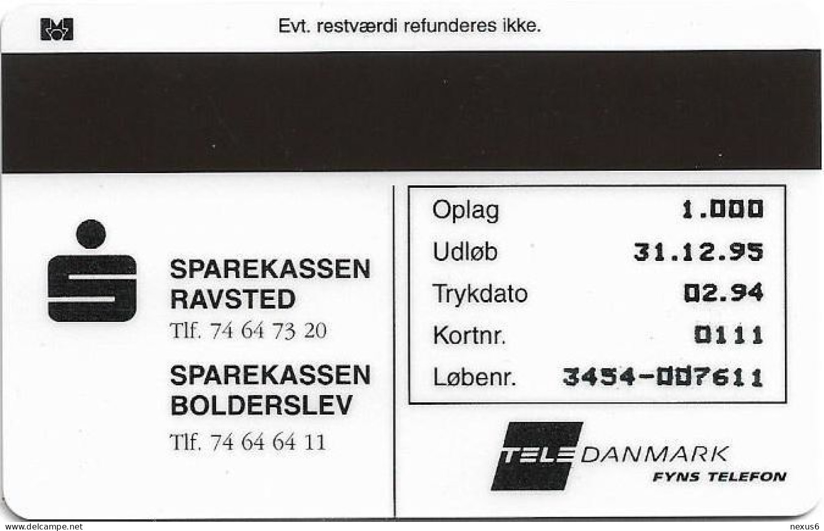 Denmark - Fyns - Sparekassen Ravsted - TDFP023F - 02.1994, 10kr, 1.000ex, Used - Denemarken