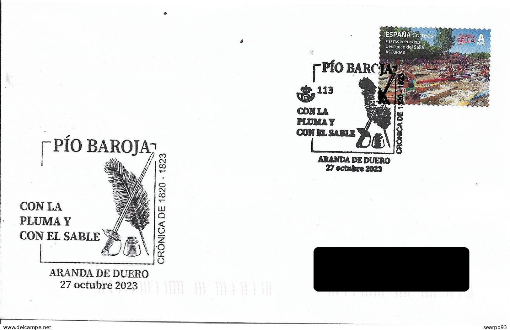 SPAIN. POSTMARK. WRITER PIO BAROJA. ARANDA DE DUERO. 2023 - Altri & Non Classificati