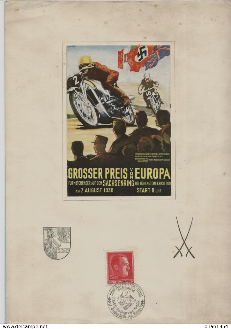 07/08/1938 - GROSSER PREIS VON EUROPA Für Motorrader Auf Den SACHSENRING Bei Hohenstein-Ernstthal - Motos