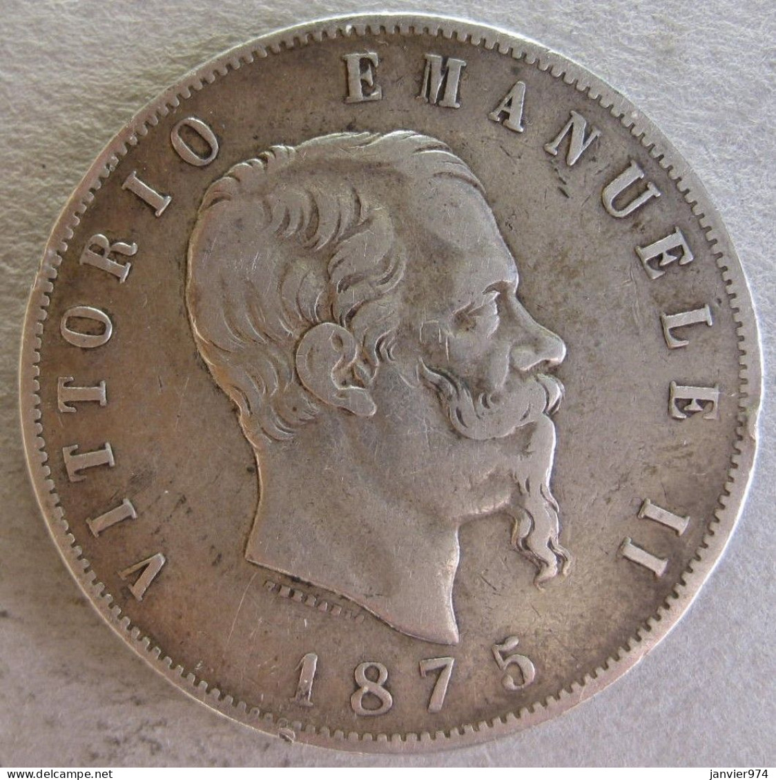 5 Lire 1875 M Milan, Vittorio Emanuele II , En Argent - 1861-1878 : Vittoro Emanuele II