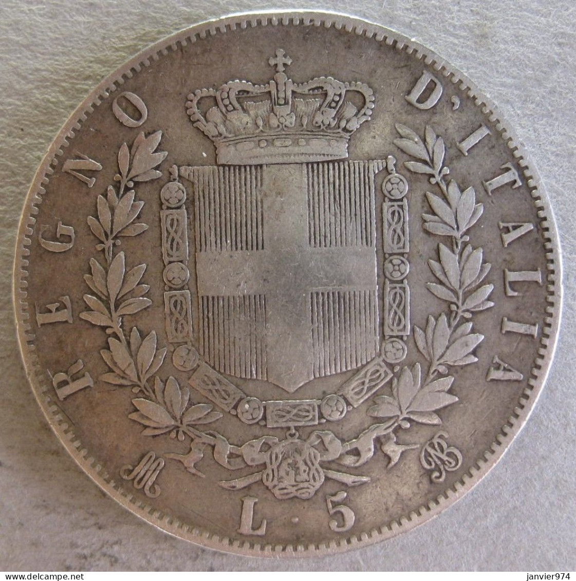 5 Lire 1875 M Milan, Vittorio Emanuele II , En Argent - 1861-1878 : Victor Emmanuel II.