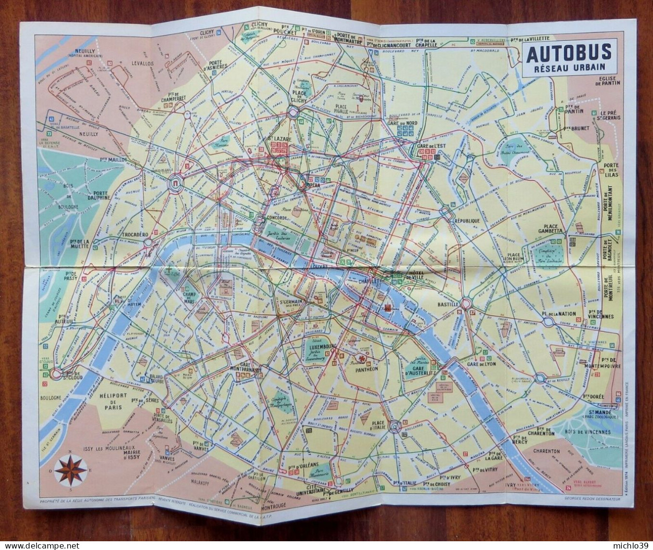 RATP Autobus Paris -  Plan Du Réseau De 1974 - Europe