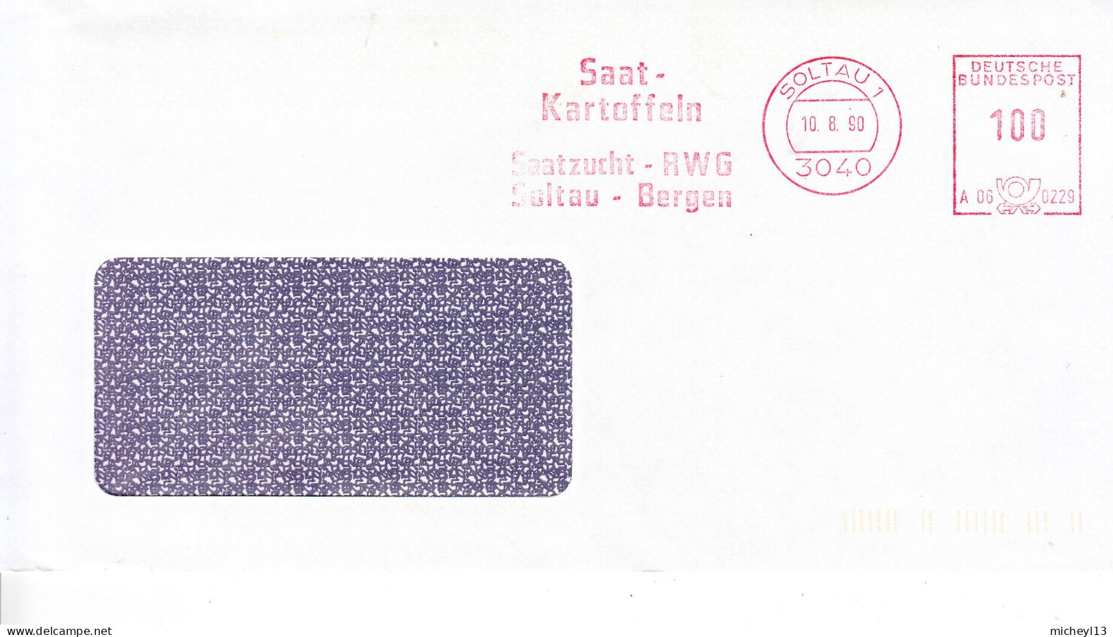 Soltau-10/08/1990-EMA-Freistempel-Meter-SSSA-Kartoffeln-Saatzucht-RWG/Soltau Bergen (pommes De Terre) - Frankeermachines (EMA)