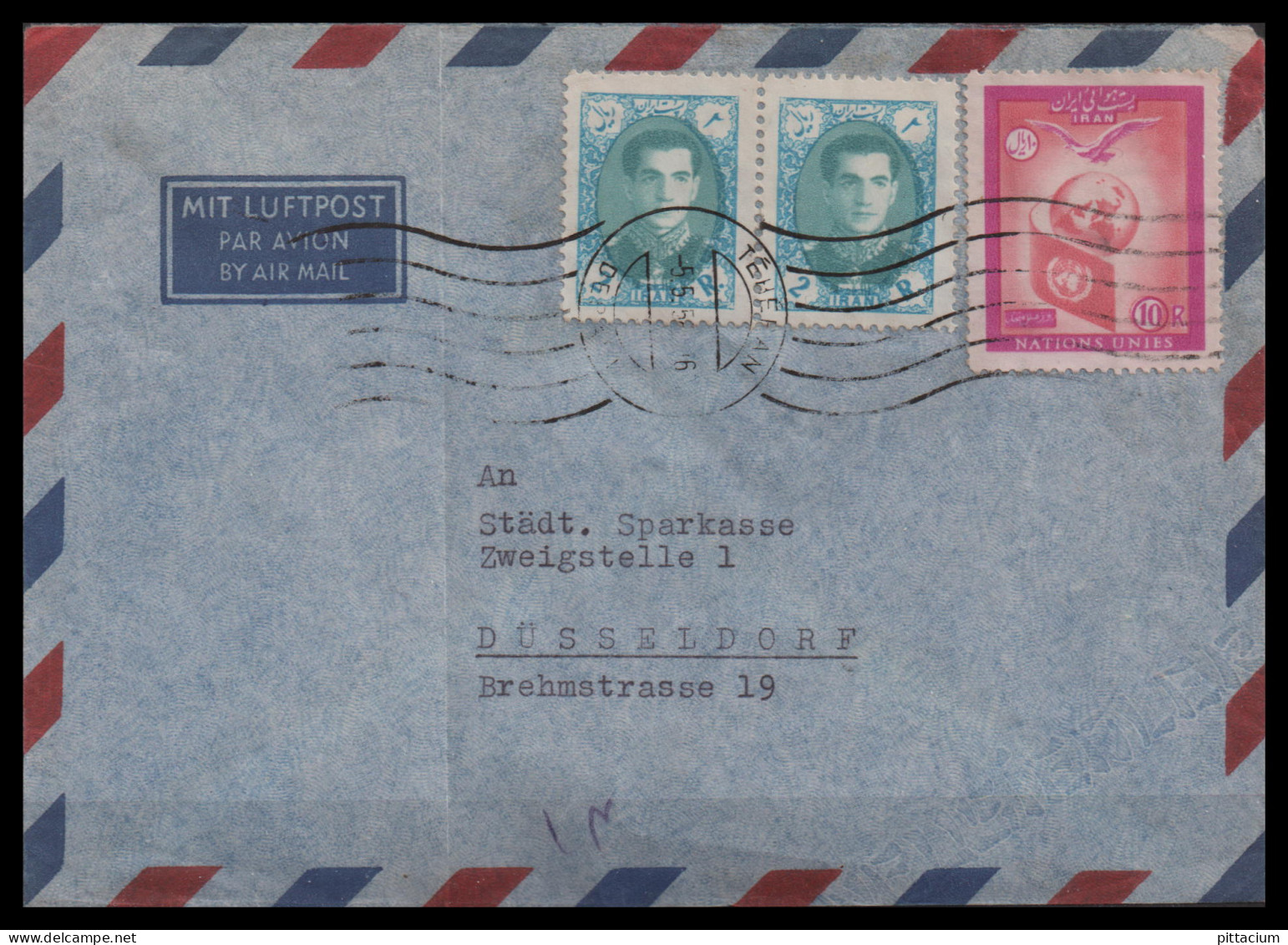 Iran 1956: Brief  | Einschreiben, Asien, Iran | Teheran, Engelberg - Iran