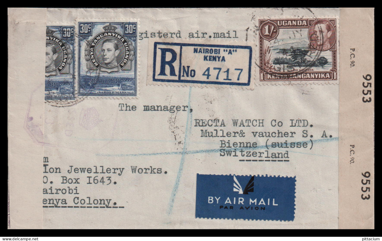 Grossbritannien Gebiete 1940: Luftpostbrief  | Afrika | Nairobi, Bienne - Kenya & Ouganda