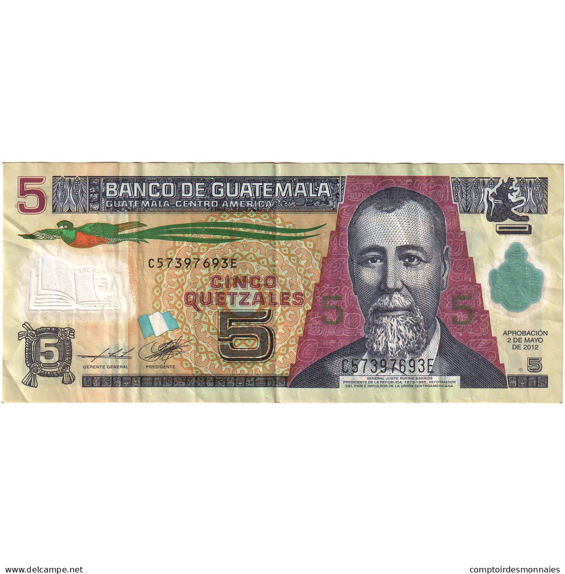 Billet, Guatemala, 5 Quetzales, 2012, 2012-05-02, KM:122b, TTB+ - Guatemala