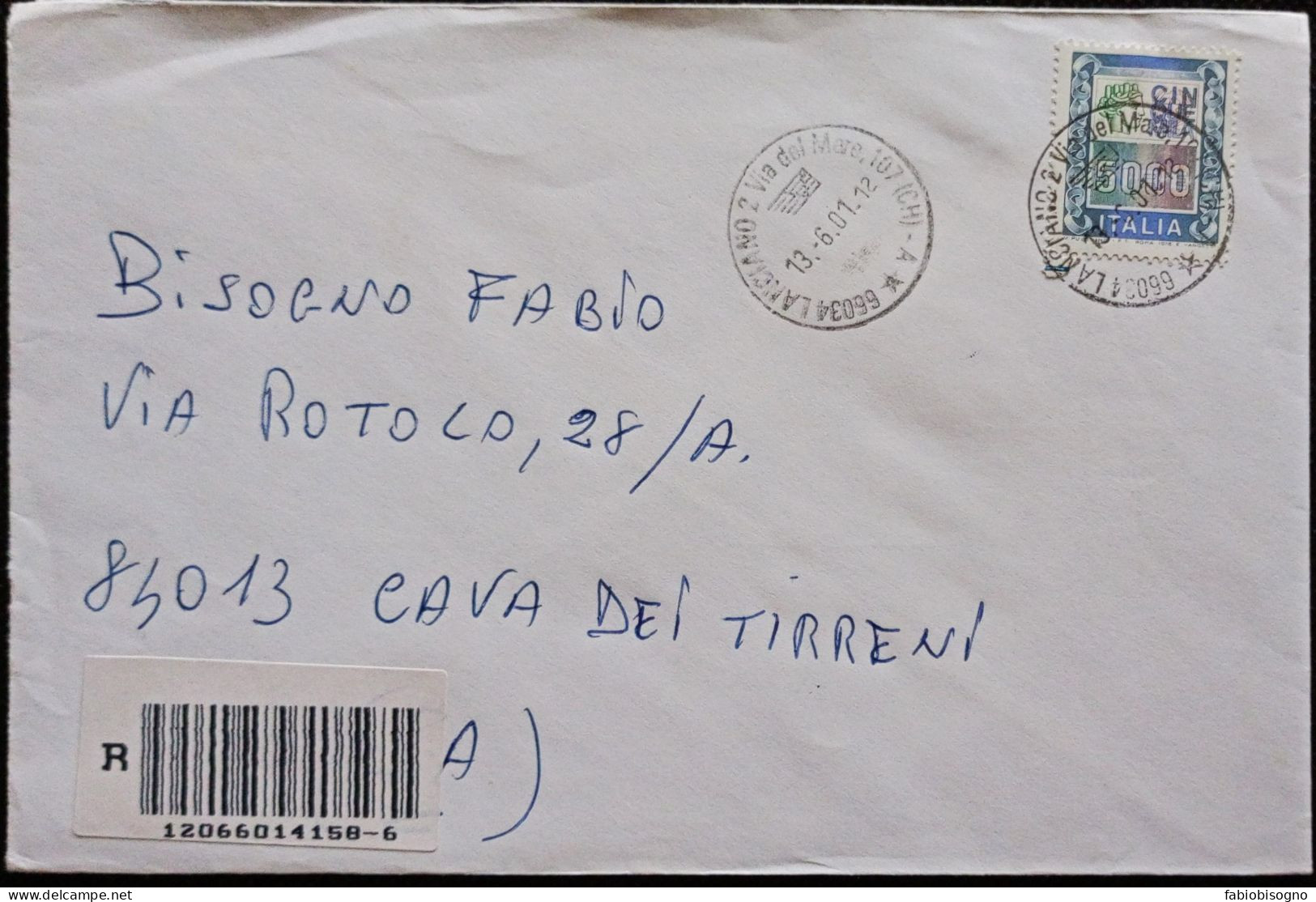 Lanciano 13.6.2001 Alto Valore L.5000 - 2001-10: Storia Postale