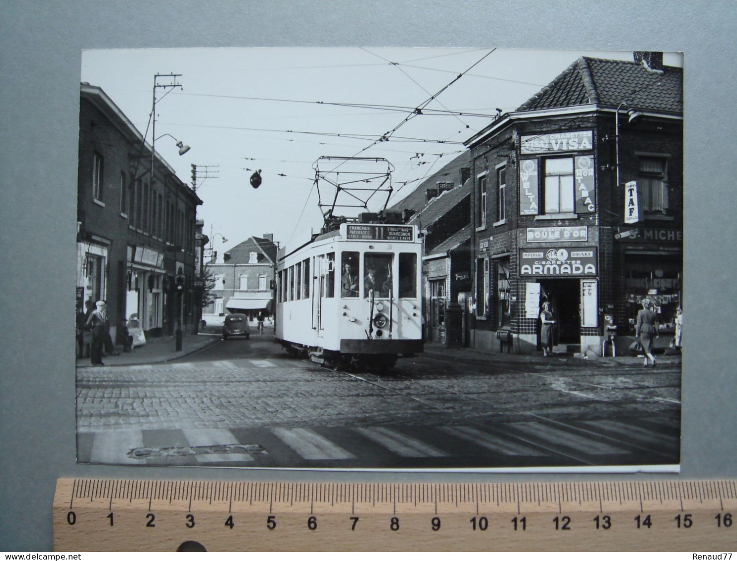 Photo Cliché J. BAZIN - Quaregnon - 4 Pavés - Rue Paul Pastur - Tram - Tramway - Ligne 11 - Quaregnon