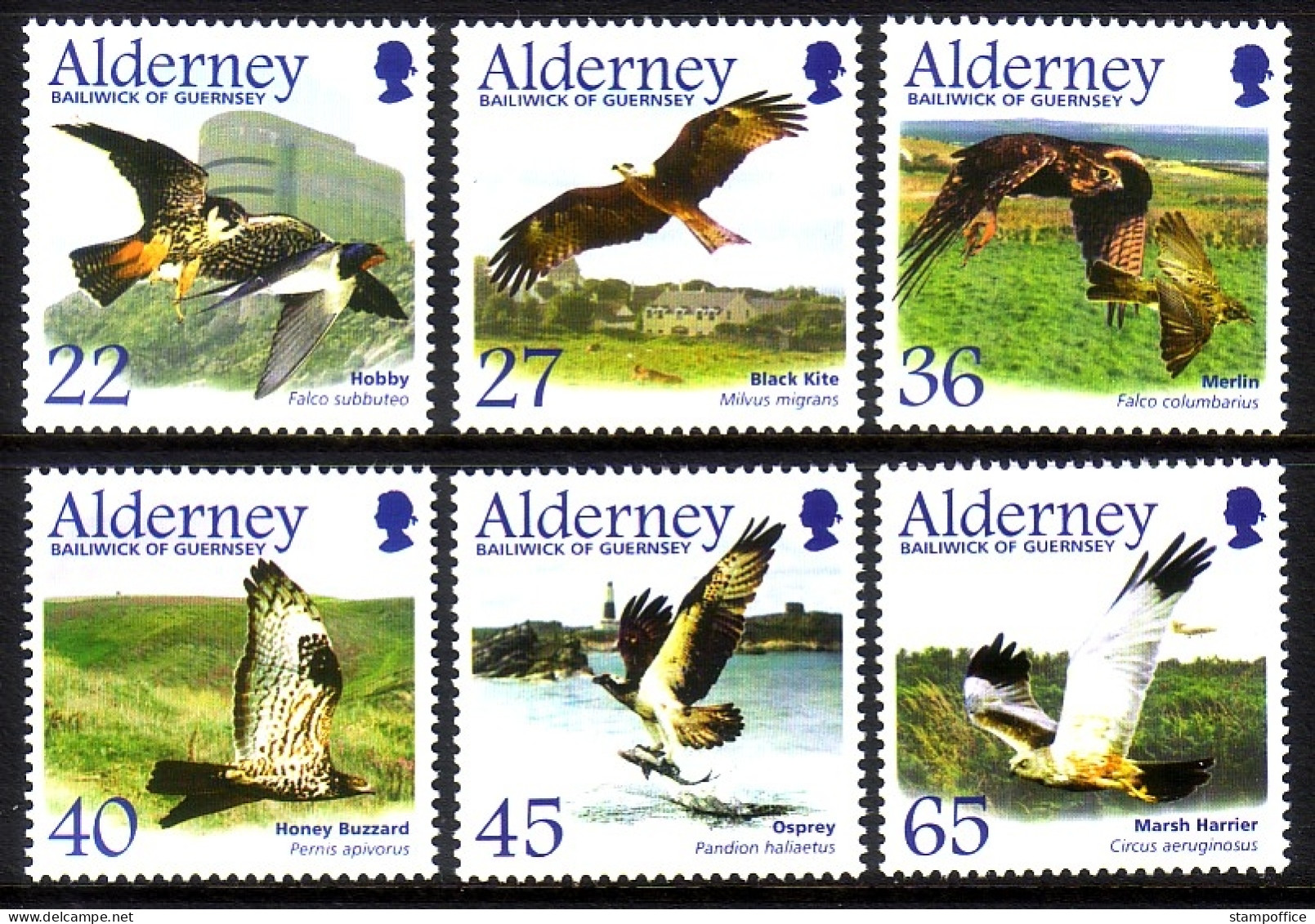 ALDERNEY MI-NR. 188-193 POSTFRISCH GREIFVÖGEL ADLER FALKE MILAN BUSSARD ROHRWEIHE - Adler & Greifvögel