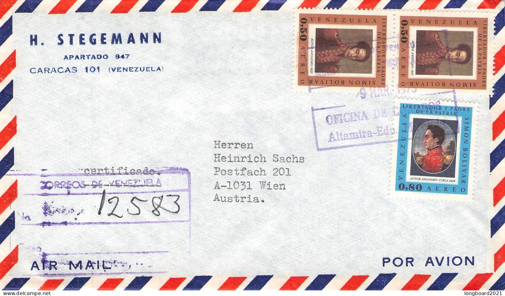 VENEZUELA - AIRMAIL > WIEN/AT / 7027 - Venezuela