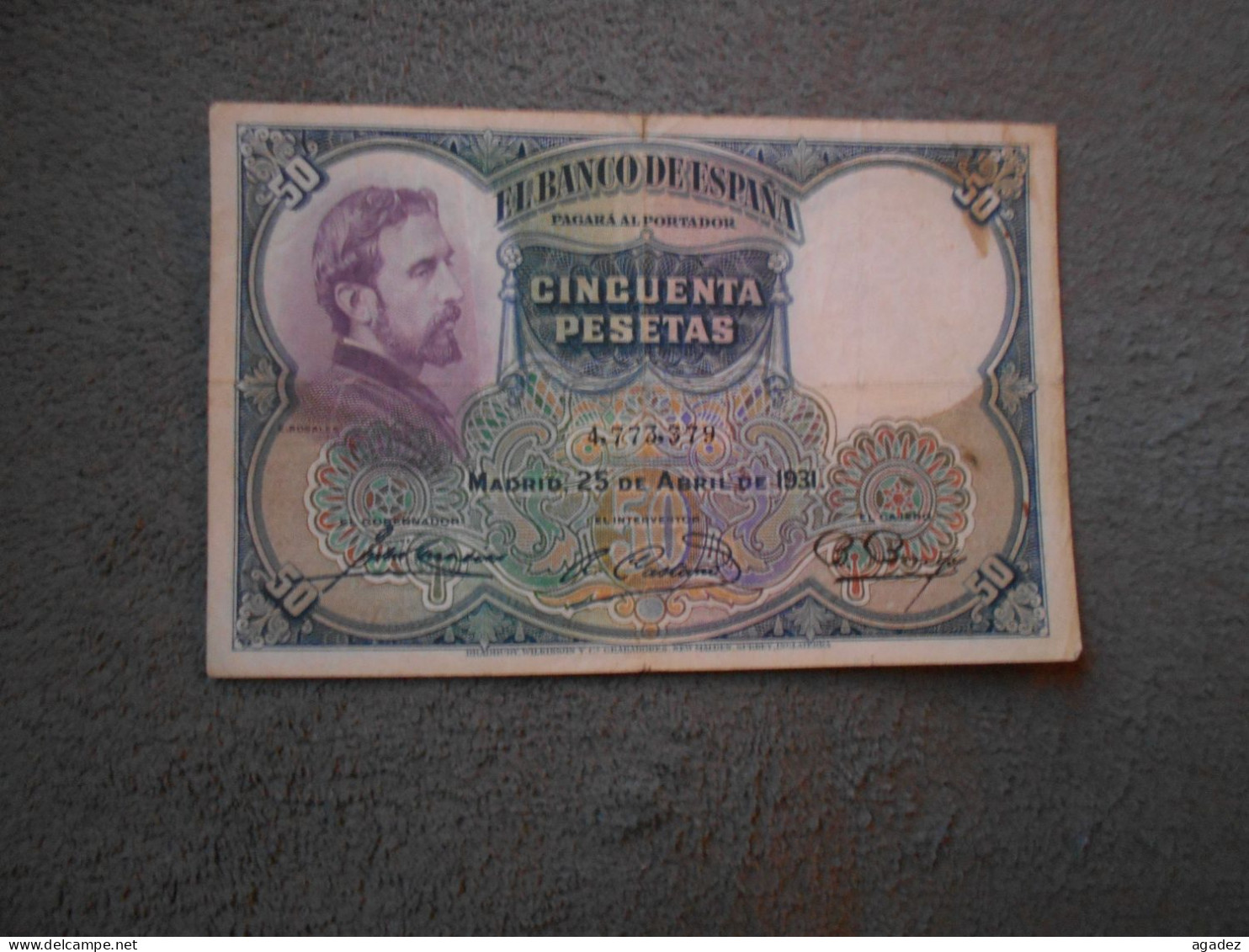 Ancien Billet De Banque Espagne  50 Pesetas  1931 - 50 Pesetas