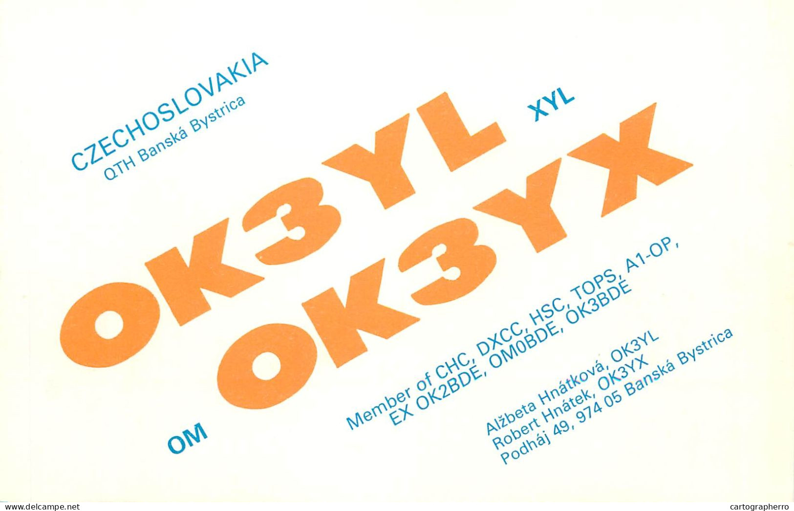 QSL Card Czechoslovakia Radio Amateur Station OK3YL Y03CD - Radio Amatoriale