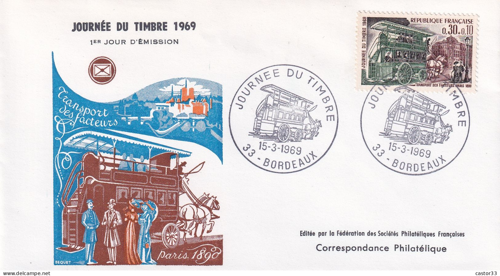 Journée Du Timbre, Transport Des Facteurs, Mars 1969 - Giornata Del Francobollo
