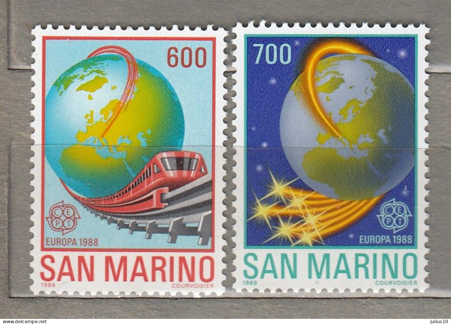 EUROPA CEPT 1988 San Marino Telecommunication Train Mi 1380-1381 MNH(**) #22602 - Unused Stamps