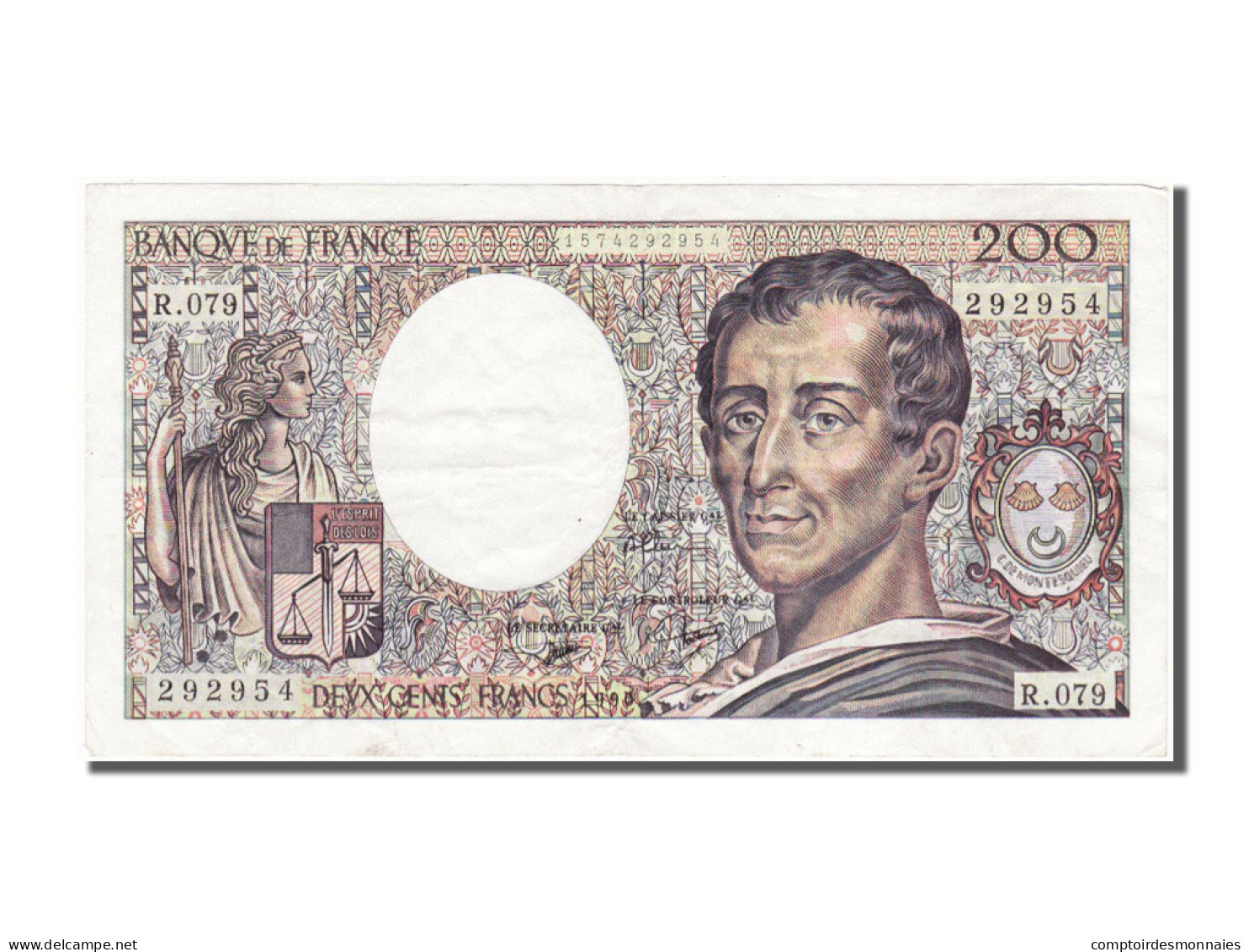 Billet, France, 200 Francs, 200 F 1981-1994 ''Montesquieu'', 1990, SUP+ - 200 F 1981-1994 ''Montesquieu''