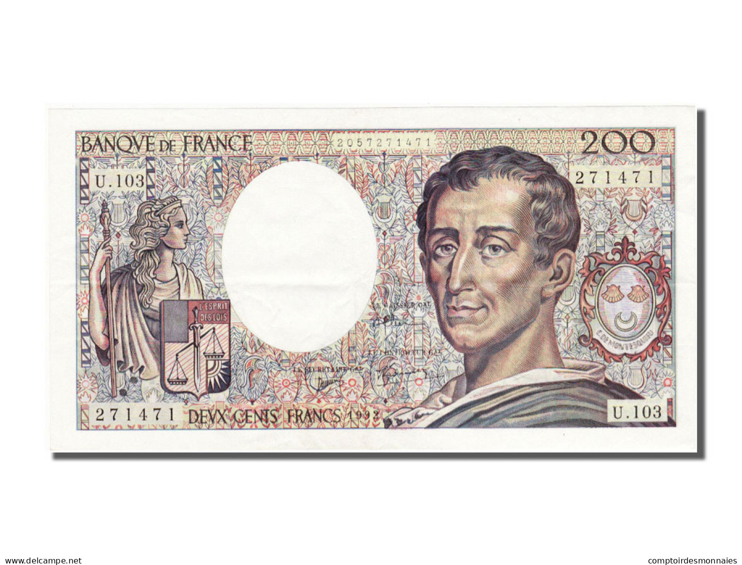 Billet, France, 200 Francs, 200 F 1981-1994 ''Montesquieu'', 1992, SUP - 200 F 1981-1994 ''Montesquieu''