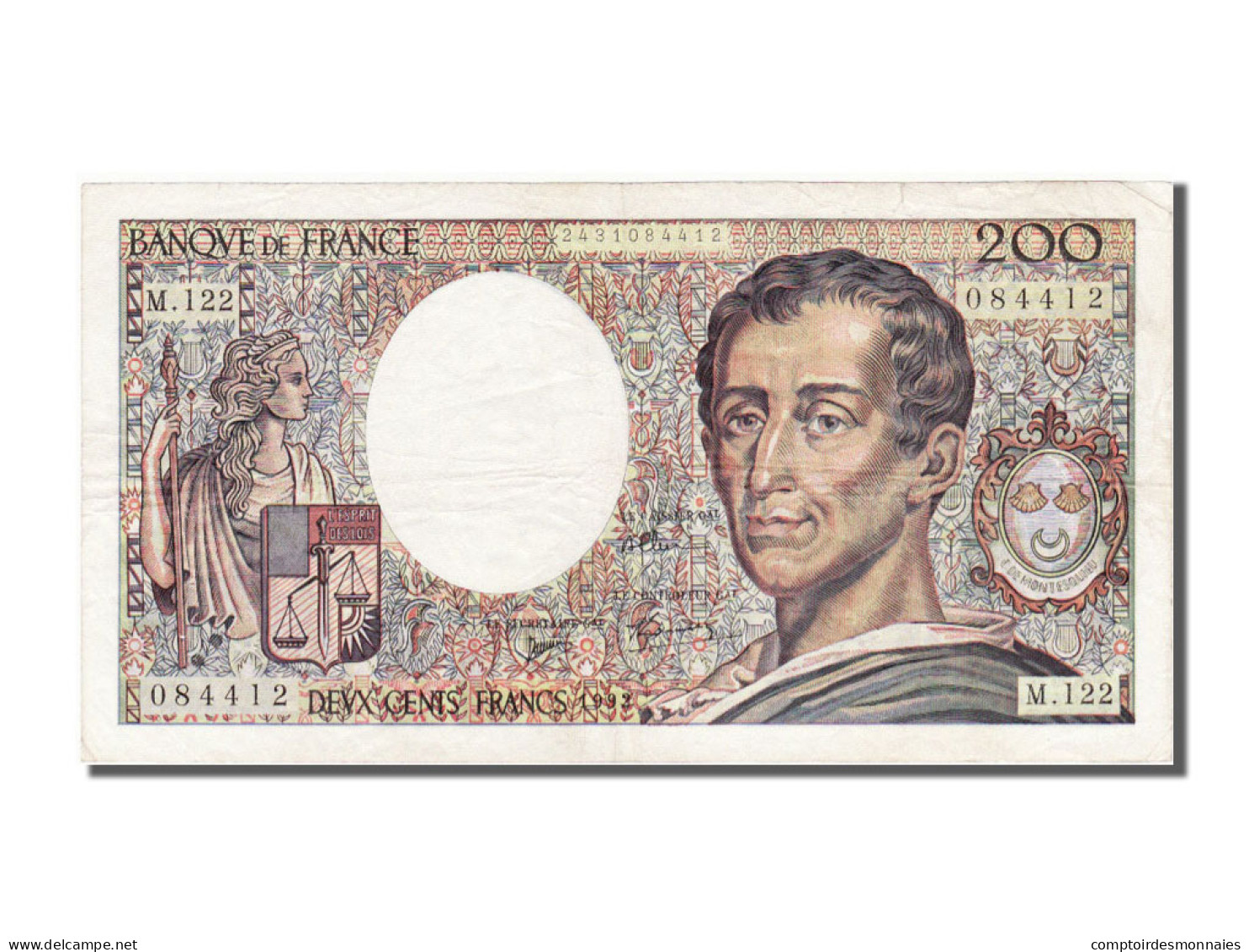 Billet, France, 200 Francs, 200 F 1981-1994 ''Montesquieu'', 1992, TTB+ - 200 F 1981-1994 ''Montesquieu''