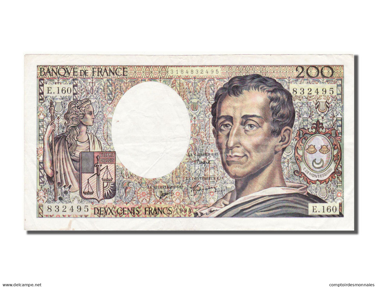 Billet, France, 200 Francs, 200 F 1981-1994 ''Montesquieu'', 1994, TTB+ - 200 F 1981-1994 ''Montesquieu''