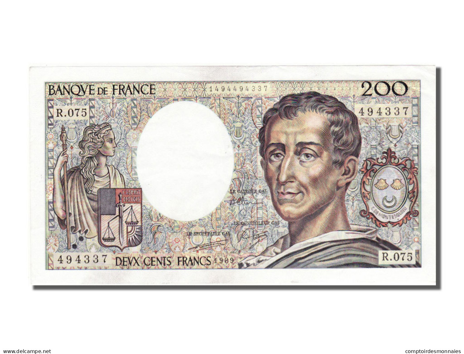 Billet, France, 200 Francs, 200 F 1981-1994 ''Montesquieu'', 1989, SUP+ - 200 F 1981-1994 ''Montesquieu''