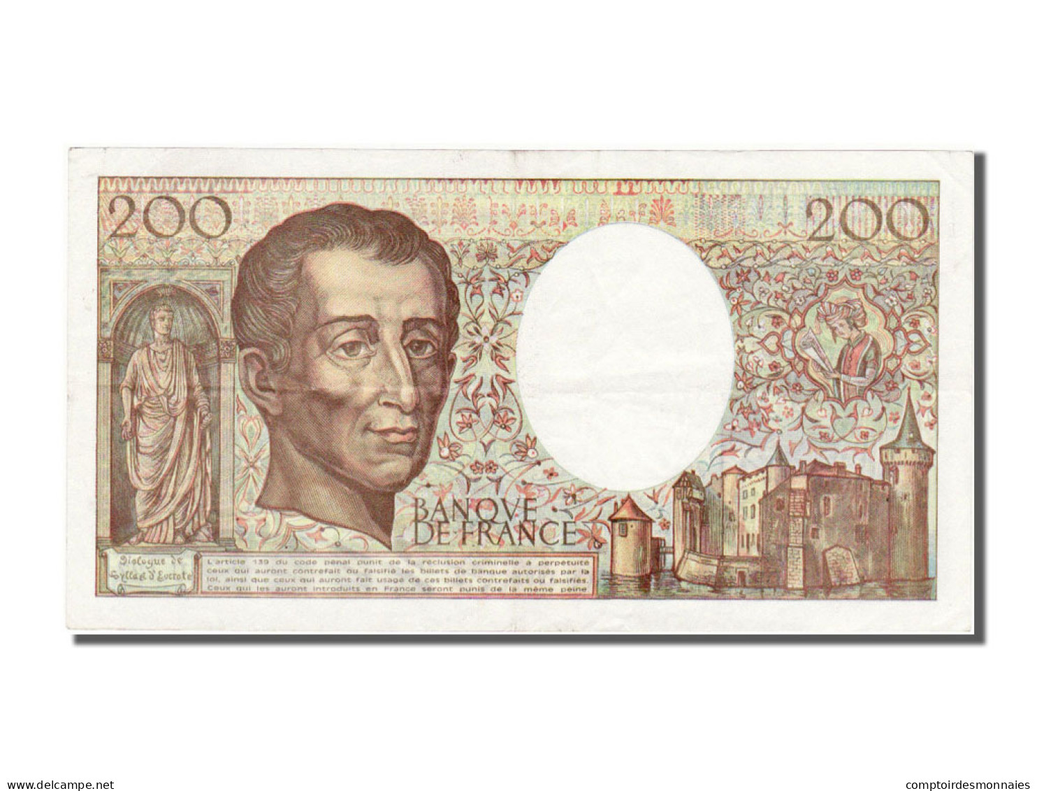 Billet, France, 200 Francs, 200 F 1981-1994 ''Montesquieu'', 1992, SUP - 200 F 1981-1994 ''Montesquieu''